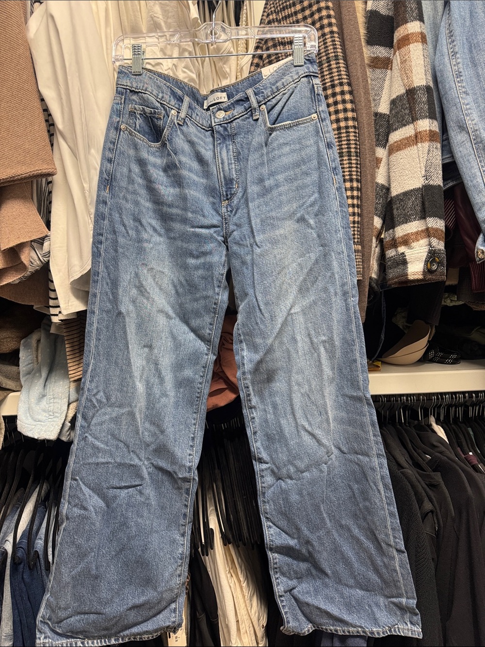 LOFT Light Blue High-Rise Wide-Leg Jeans